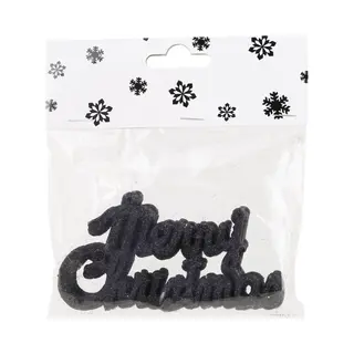 Cosy @ Home Cosy At Home Kersthangers Merry Christmas - 6x St - Zwart - 10 Cm - Kunststof - Kerstversiering - Kerstornamenten