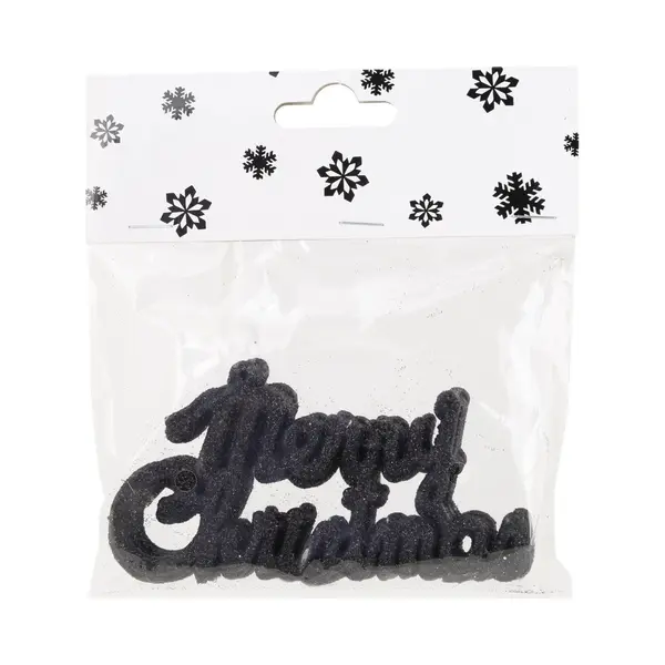Cosy @ Home Cosy At Home Kersthangers Merry Christmas - 6x St - Zwart - 10 Cm - Kunststof - Kerstversiering - Kerstornamenten thumbnail