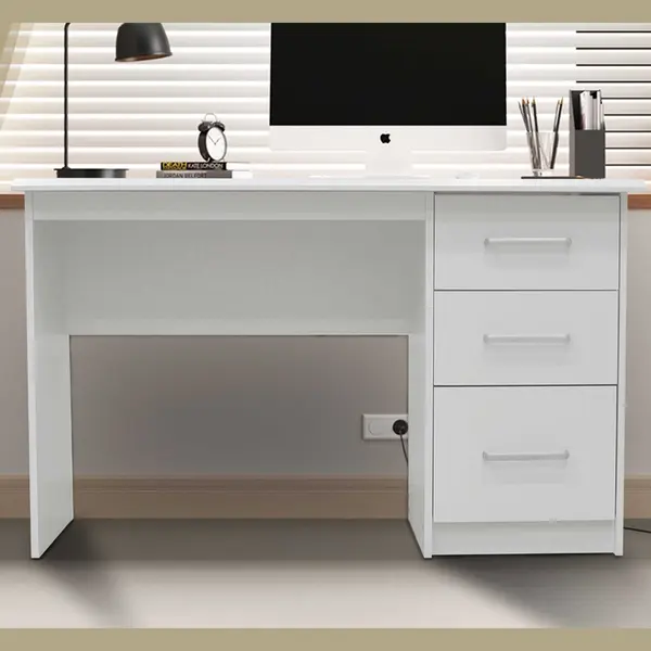 Bureau Mateo 121x60x75cm Met Drie Lades - Wit - Rousseau - Bureau - Wit - Mdf thumbnail