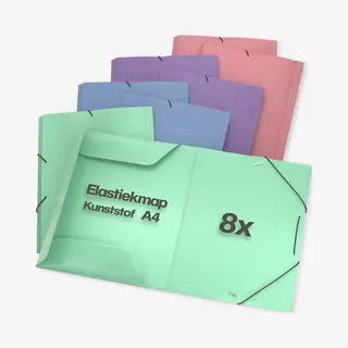 Acropaq - 8 X Documentenmap A4 - Rugbreedte 2, 5 Cm, Pp, Voor Jongens, Meisjes En Kinderen - Elastomap A4, Map Met Elastiek - Wind