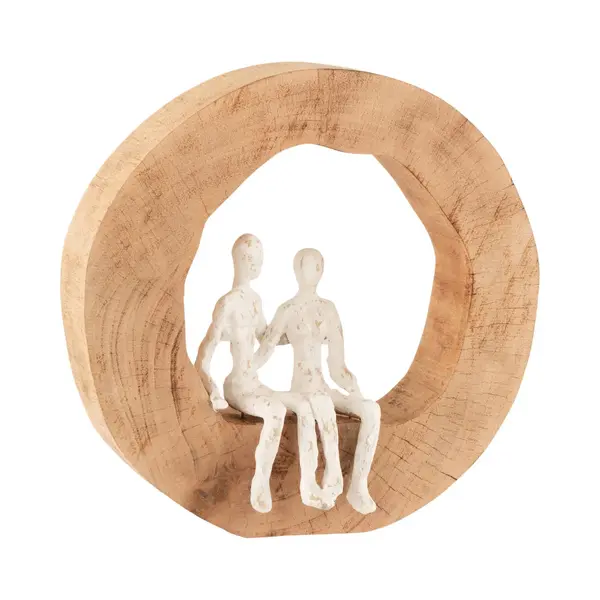 J-Line Skulptur Liebespaar Sitzend In Weiß 28, 5cm thumbnail