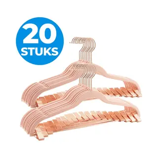 Acaza Kledinghangers - Broekhangers - Broekhangers Met Knijpers - 20 Stuks - Kleerhangers - Kledinghangers Anti Slip - Roze - Fluweel / Velvet -