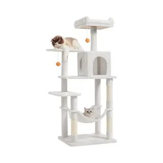 Acaza Krabpaal - Krabpaal Voor Grote Katten - Krabpaal Voor Katten - 143 Cm - Wit - Kattenkrabpaal - Kattenboom - Krabpalen - Kattenhuis
