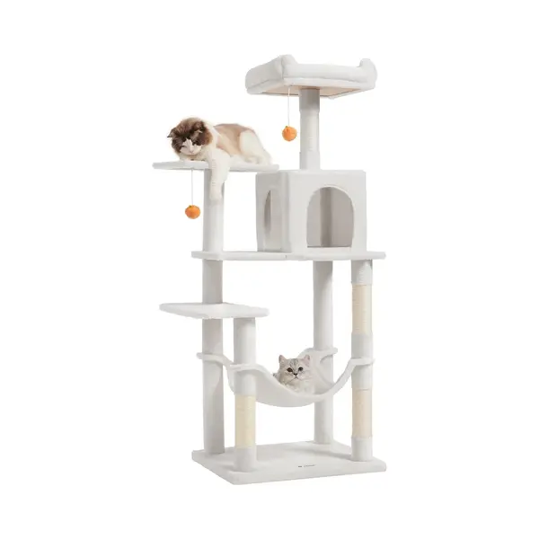 Acaza Krabpaal - Krabpaal Voor Grote Katten - Krabpaal Voor Katten - 143 Cm - Wit - Kattenkrabpaal - Kattenboom - Krabpalen - Kattenhuis thumbnail