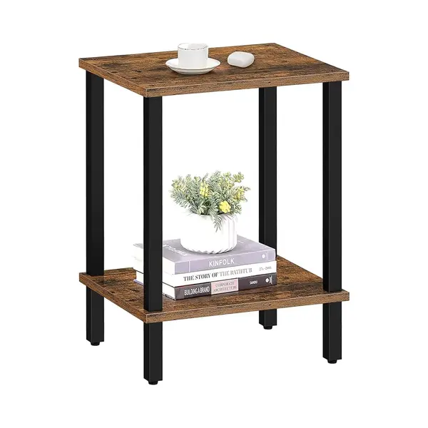 Acaza Bijzettafel - Tafeltje - Vintage Bruin - 38 X 30 X 55 Cm (L X B X H) - Nachtkastje - Tafel Industrieel - Banktafel - Bijzettafels - Bijzettafel thumbnail
