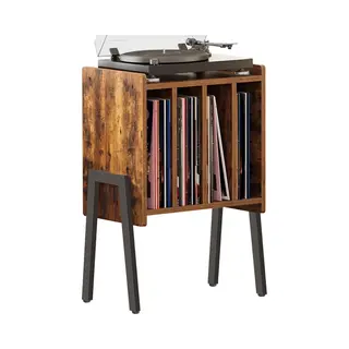 Acaza Vinylmöbel Plattenspielertisch – Ständer Für Plattenspieler Und Schallplatten Mit 4 Fächern – 66 X 40 X 30cm – Holz Und Metall –