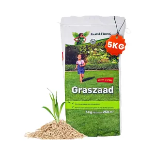 Famiflora Graszaad 5kg Tot 250m² - Speel & Sport - Voor Aanleg Nieuw Gazon - Maakt Een Sterk En Beloopbaar Gazon Zodat Kinderen Veilig Kunnen Spelen