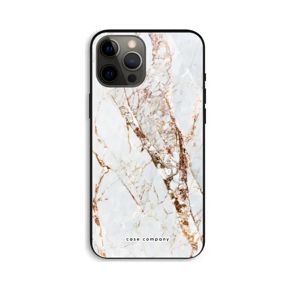 Case Company® - Hoesje Geschikt Voor IPhone 12 Pro Max Hoesje - Goud Marmer - Biologisch Afbreekbaar Telefoonhoesje - Bescherming Alle Kanten En thumbnail
