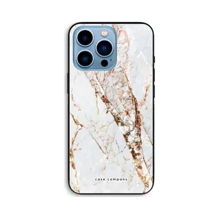 Case Company® - Hoesje Geschikt Voor IPhone 13 Pro Max Hoesje - Goud Marmer - Biologisch Afbreekbaar Telefoonhoesje - Bescherming Alle Kanten En