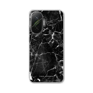 Case Company® - Hoesje Geschikt Voor Xiaomi Poco F7 Hoesje - Zwart Marmer - Soft Cover Telefoonhoesje - Bescherming Aan Alle Kanten En Schermrand