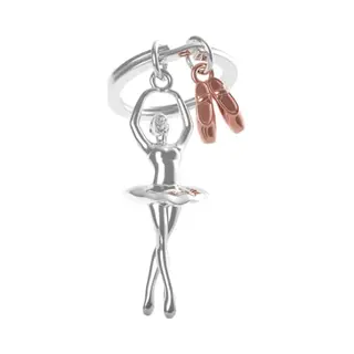 O Meta[l]morphose Metalmorphose - Sleutelhanger Danseres Ster En Zijn Pantoffels - MTM220-02, Zilver, Roségoud, één Maat
