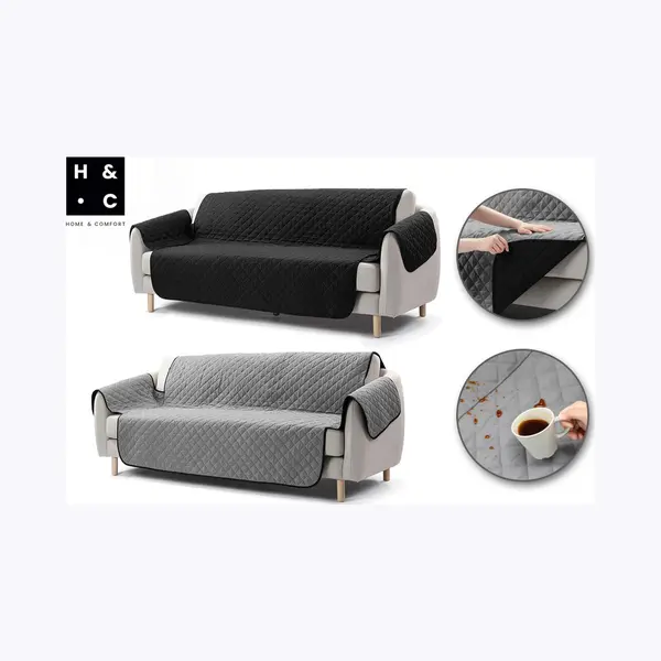 Home & Comfort H&C Zetelhoes - Driezitsbank - Zwart/Grijs - Waterafstotend - Omkeerbaar thumbnail