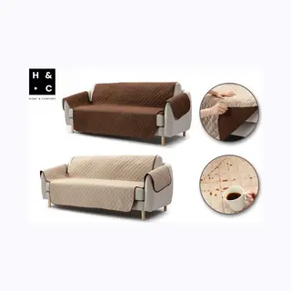 Home & Comfort H&C Zetelhoes - Driezitsbank - Bruin/Beige - Waterafstotend - Omkeerbaar