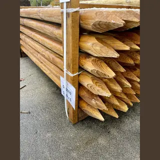 4 X Palen Hout Gepunt, Geïmpregneerd, Gefreesd ø6 Lengte 120 Cm - Steunpaal Bomen - Afsluitingspaal