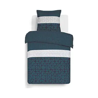 Vision Basic Beddengoed - 100% Katoen - Blauw - Dekbedovertrek 140 X 200 Cm Met 1 Kussensloop Voor Eenpersoonsbed - Natuurlijke Vezels - Oekotex