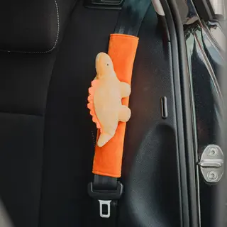 Cute Since 1999 - Gordelbeschermer Kind - Oranje Dinosaurus Gordelhoes - Gordelhoezen Voor Auto En Autostoel - 27cm X 6 Cm