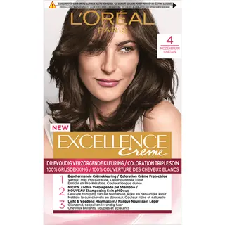 L'Oréal Paris, Haarkleur, L'Oreal Paris Excellence Creme 4- Medium Bruin - Haarverf (4 Middelbruin)