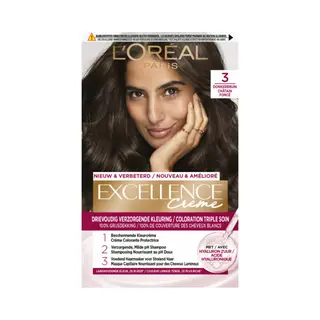 Gratis, L'Oréal Excellence Crème Permanente Crèmekleuring 3 Donkerbruin