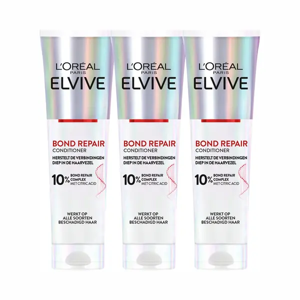 L'Oréal Paris Elvive Bond Repair Conditioner - Beschadigd Haar - 3x 150ml thumbnail