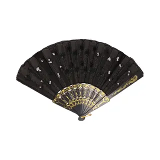 Faram Party Spaanse Waaier Met Pailletten - Zwart - Verkleed Accessoires