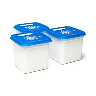 Amuse Alaska Diepvriesdozen - 3x1200ml - Diepvries Vershousbakjes - Stapelbare Bewaarbakjes - Bpa-vrij - Microgolfoven Veilig - Wit&Blauw