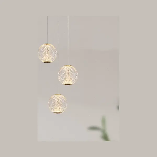 Lucide Led-Hängeleuchte Cintra, Ø 25 Cm, Transparent/gold, Acryl thumbnail