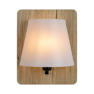 Lucide 77281/01/76 Idaho Applique Murale, E14, 15 W, Bois Clair, Opalin, 12,5 x 12,5 x 25 cm
