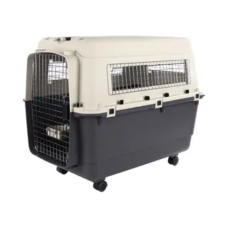 Flamingo Nomad - Reisbench Hond Xl 90×60×74 Cm - Transportbox Met Wielen En Eetpot - Donkergrijs