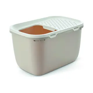 Savic Hop-In Kattenbak - Kattenbak - 74x49.7x43 Cm Mokka Wit Grote Kattenbak Met Top Entry Deksel Xxl