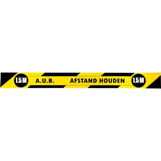 Gallery Vloersticker | Houd 1 | 5 Meter Afstand | Ft 80 X 8 Cm | Geel/zwart