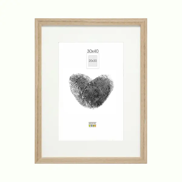 Deknudt Frames Bilderrahmen Mit Passepartout - Natur Holzfarbe - S66KH1 P1 30x40cm Für Bild 20x30cm - Bilderrahmen Holz Mdf - Bilder Aufhängen thumbnail