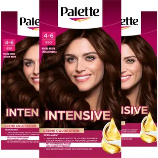 Palette - 850 Mokka Bruin - Haarverf - Intensieve, Natuurlijke Kleuren Met 100% Grijsdekking - Voordeelverpakking - 3 Stuks