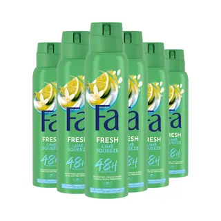 6x Fa Deodorant Spray Lime Squeeze 150 Ml