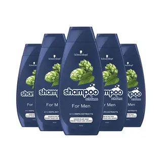 Schwarzkopf Shampoo For Men - Haarverzorging - Dagelijks Gebruik - Versterkt Mannenhaar - Natuurlijk Volume - Voordeelverpakking - 5x 400ml