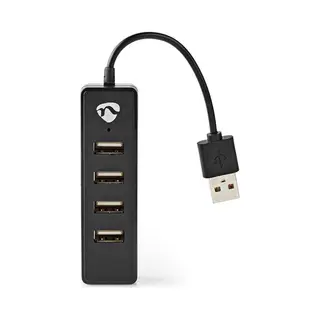 Nedis UHUBU2420BK Schnittstellen-Hub Usb 2.0 480 Mbit/s Schwarz