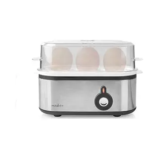 Nedis KAEB120EAL Eierkocher 3 Eier 210 W Aluminium, Schwarz, Transparent