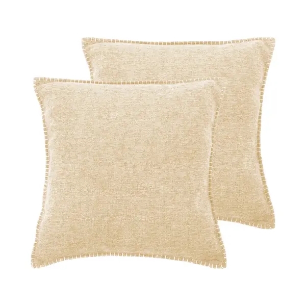 Tiseco Home Studio - Kussen Damian (gevuld) - Set/2 - 100% Polyester - Vierkant - 45x45 Cm - Ivoor thumbnail