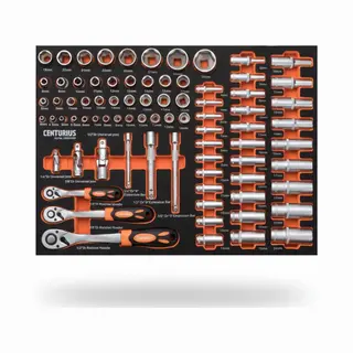 Centurius Doppenset In Softmodule 90-delig – Ratels ¼″, ⅜″ & ½″ | Verlengers & Cardan Gelenken – Chrome-Vanadium