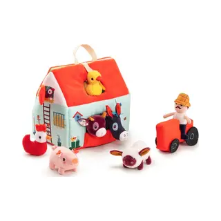 Lilliputiens - My First Farm - Educational Fabric Toy With Animals And Farmer - Stimulates Motor Skills And Imagination - 8 Accessories And Carry