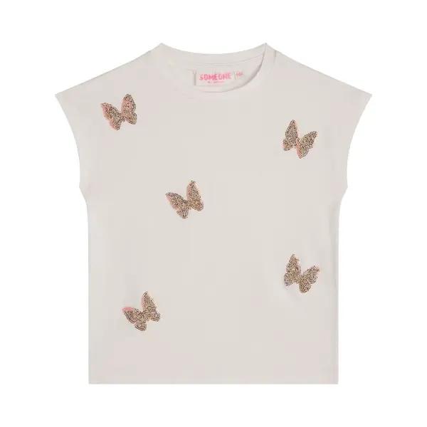 Someone Adel-Sg-02-F Meisjes T-shirt - Ecru thumbnail