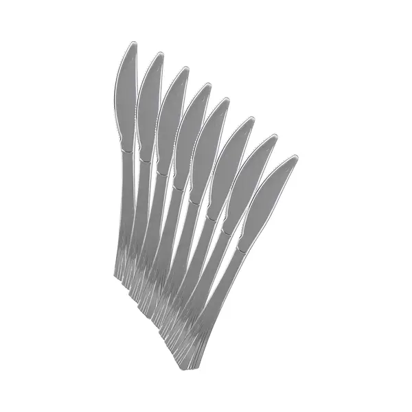 Urban Living Bbq/verjaardag/outdoor Bestek - Messen - 8x - Kunststof - 19 Cm - Zilver - Herbruikbaar thumbnail