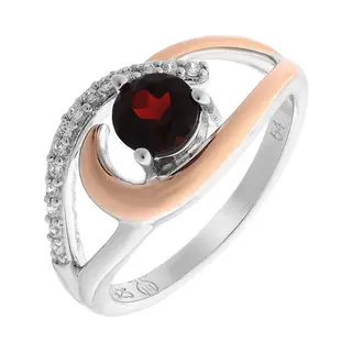 Orphelia Womens 925 Sterling Silver Ring - Silver/Rose Zr-7375/1 - Silver & Rose Gold - Size K
