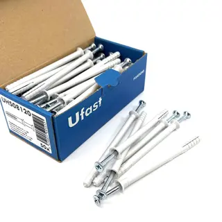 Ufast Slagplug Ø 8 X 120 Mm - Nylon Plug Met Trompetkraag - Kruiskop - Verzinkt - 50 Stuks