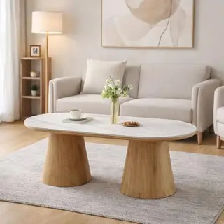 Milton & Oldbrook Elvas Salontafel, 130 Cm, Marmerlook, Wit