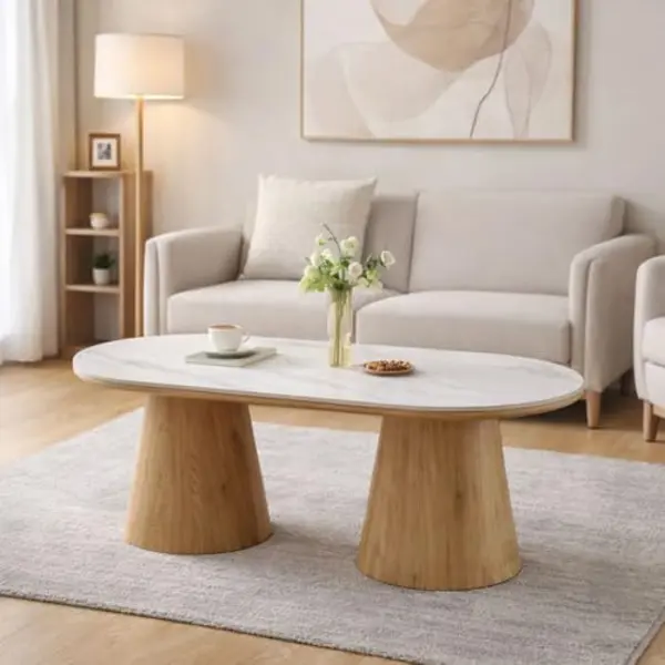 Milton & Oldbrook Elvas Salontafel, 130 Cm, Marmerlook, Wit thumbnail