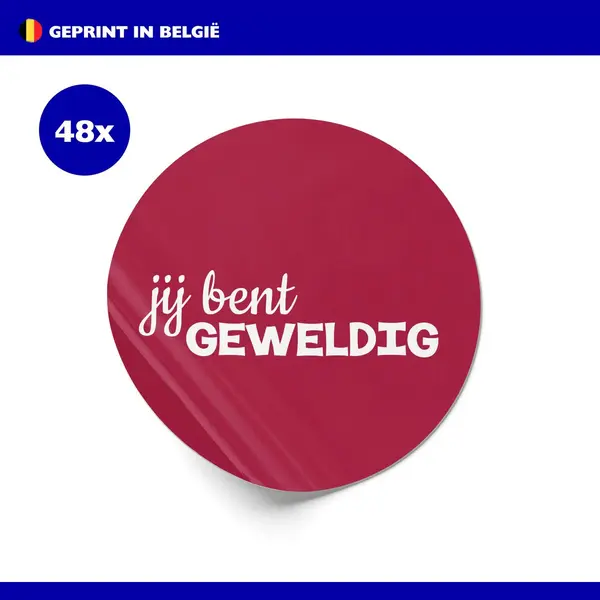 K.doo Stickers Jij Bent Geweldig | Per 48 | Traktatie | Uitdelen | Sluitzegel | Bedankje | Compliment | Envelop | Cadeau | Gift | Cadeauzakje | Traktatie | thumbnail