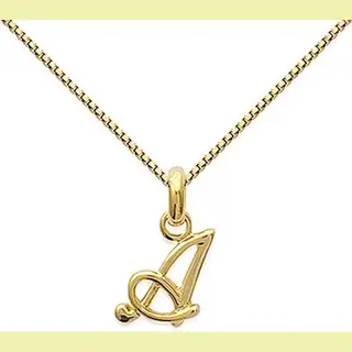 Amanto Ketting Letter A Gold - 925 Zilver Verguld - Alfabet - 8x15mm - 50cm