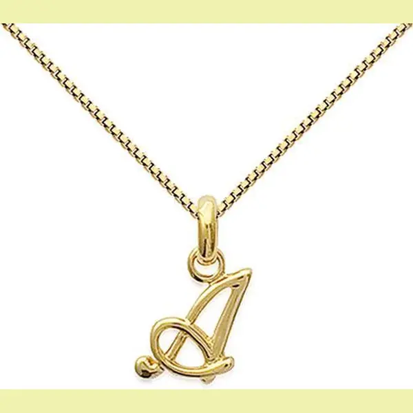 Amanto Ketting Letter A Gold - 925 Zilver Verguld - Alfabet - 8x15mm - 50cm thumbnail