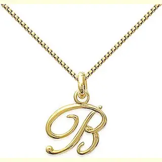 Amanto Ketting Letter B - 925 Zilver Verguld - Alfabet - 12x18mm - 50cm