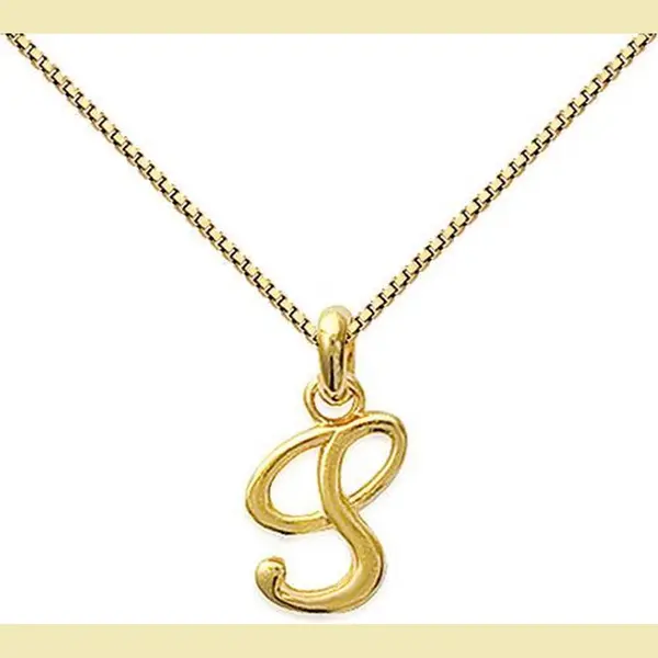 Amanto Ketting Letter S Gold - Zilver Verguld - Alfabet - 10x18mm - 50cm thumbnail